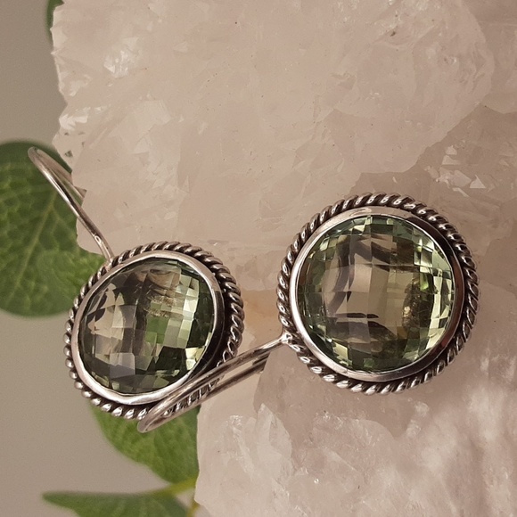 925 Prasiolite Earrings. - Picture 3 of 6